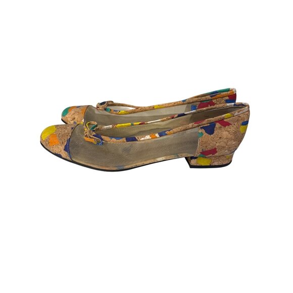 Vaneli Womens Colorful Cork & Mesh Flats Size 10 S - Picture 1 of 6